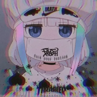 💕 FUCK YOUR FEELING ragazza anime, offensivo, cartone animato, adesivo, mascherina, volgarità, kawaii telegram sticker