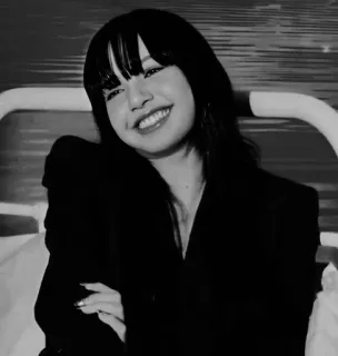 🌟 Lisa kobieta, K-pop, piosenkarka, celebrytka, czarno-białe telegram sticker