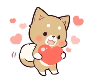 ❤ собака, сердце, милый, любовь, каваи, животное, сиба ину telegram sticker