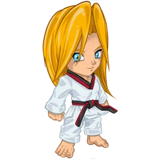 👩 võ thuật, karate, tóc vàng, trẻ em, chiến binh telegram sticker