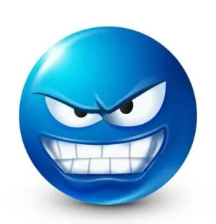 😬 emoji, wütend, blau, Cartoon whatsapp sticker