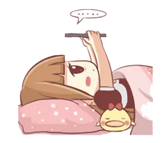 💭 schläfrig, süß, Anime, kawaii, Bett, Handy telegram sticker