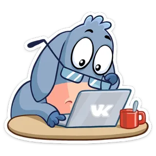 💻 VK 漫画, 動物, コンピュータ, メガネ, コーヒー telegram sticker