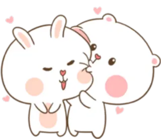😘 Cartoon, Hase, Bär, Liebe, Herzen, Süß, Kuss telegram sticker