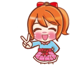✌ phim hoạt hình, cô gái, hòa bình, dễ thương, kawaii, nhãn dán telegram sticker
