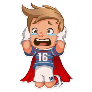 😋 16 menangis, kartun, sedih, superhero, perancis, jersey, nomor 16 telegram sticker
