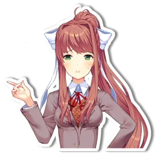 😥 Monika Doki Doki Literature Club! Anime, Jogo, Fofo, Estudante, Apontando whatsapp sticker