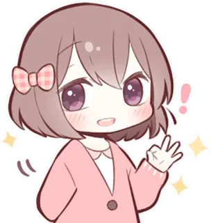 👌 Аниме, Девушка, Милый, Кавай, Стикер, Мультфильм, Персонаж telegram sticker