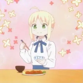 💙 Anime, Lindo, Chica, Comiendo, Chibi telegram sticker