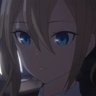 😐 Anime, Charakter, Mädchen, blond, blaue Augen, Zöpfe telegram sticker