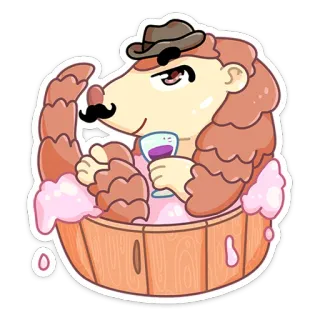 🛀 муравьед, ванна, шляпа, вино, мультфильм, животное whatsapp sticker
