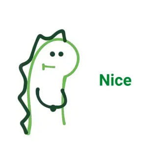 🐛 Nice dinozaur, słodki, miły, zielony, prosty, kreskówka telegram sticker