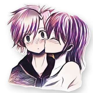 😘 アニメ, カップル, 恋愛, キス, 可愛い telegram sticker