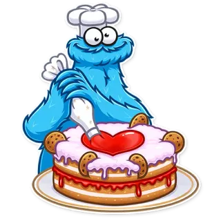 🎂 Cookie Monster Cartoon, Backen, Keks, Monster, Kuchen, Dessert telegram sticker