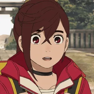 😀 Anime, Kobieta, Dziewczyna, Czerwona kurtka, Kreskówka telegram sticker