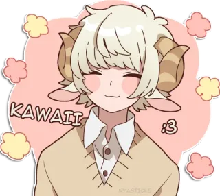 💠 KAWAII :3 кавай, аниме, овца, милый, улыбка telegram sticker