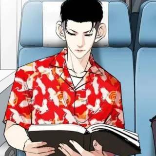 🤫 Mann, Lesen, Buch, Flugzeug, Cartoon telegram sticker