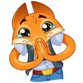 😢 fuchs, tier, cartoon, süß, weinen, flehend, betteln whatsapp sticker