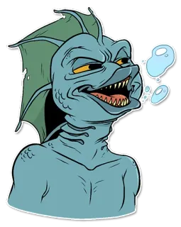 🐟 poisson, monstre, créature, dessin animé, autocollant telegram sticker