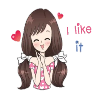 😆 I like it Dibujo animado, Chica, Like, Corazones, Lindo, Anime whatsapp sticker