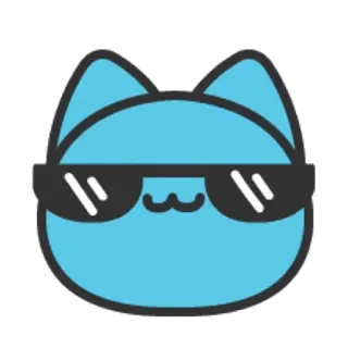🐮 猫, サングラス, クール, 青, 漫画 telegram sticker
