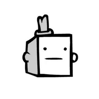 😑 Dessin animé, Personnage, Chapeau, Cube, Simple, Minimaliste telegram sticker