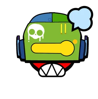 ❤️ stiker, robot, tengkorak, karakter, kartun, marah, hijau, kepala whatsapp sticker