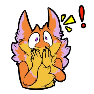 😱 cartoon, sticker, fox, surprise, excited, illustration, furry telegram sticker