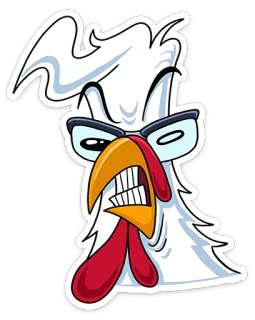 😡 chicken, bird, cartoon, glasses, angry, animal telegram sticker