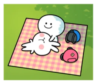 🌿 süß, Cartoon, Picknick, fröhlich, kawaii whatsapp sticker