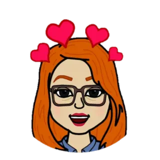 ❤ cartoon, avatar, digital art, bitmoji, woman, glasses, hearts telegram sticker