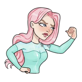 😠 женщина, девушка, портрет, выражение, розовые волосы, серьезная telegram sticker