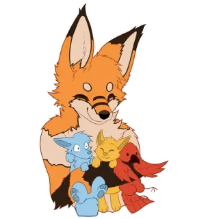 🦊 rubah, peluk, kartun, hewan, teman telegram sticker