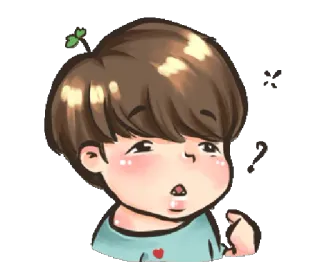 🤔 desenho animado, menino, bonito, trevo, kawaii whatsapp sticker