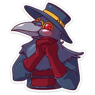 😊 medico della peste, uccello, maschera, cappello, cartone animato, medico, storia telegram sticker