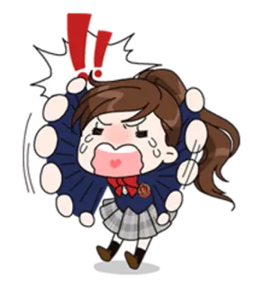😭 Аниме, Манга, Девушка, Плачет, Восклицательный знак, Мультфильм whatsapp sticker