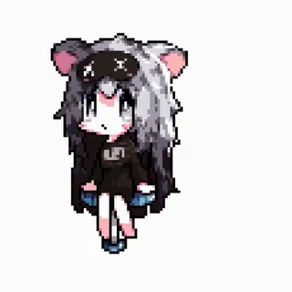 🤯 Pixel art, Anime, Chibi, Słodki, Opaska na oczy do spania, Siwe włosy telegram sticker