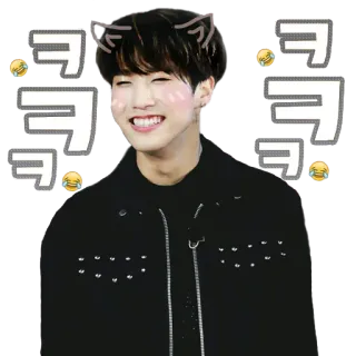 😂 ㅋㅋㅋ persona, sonriendo, coreano, riendo, emojis, orejas de gato whatsapp sticker