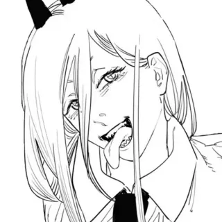 🎭 Power Chainsaw Man Anime, Manga, Dämon, Teufel, Kraft, Chainsaw Man, Hörner, Zunge, Blut whatsapp sticker
