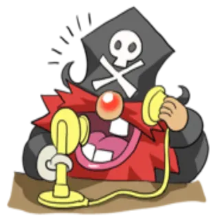 ☎️ kartun, bajak laut, telepon, unik, jenggot merah, tengkorak, tokoh kartun whatsapp sticker