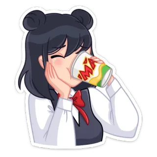 ☕️ Mama Anime, Fille, Boire, Kawaii, Mignon, Maman telegram sticker