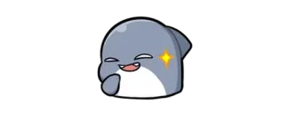 🦈 dauphin, mignon, animal, dessin animé, paillette telegram sticker