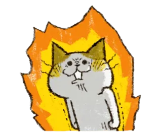 🔥 kot, zły, ogień, kreskówka, naklejka, słodki, zwierzę telegram sticker