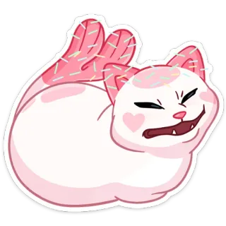 😒 고양이, 귀여운, 분홍색, 웃긴, 밈, 동물 telegram sticker