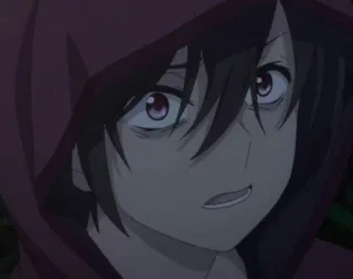 🥀 anime, manga, hood, worried, scared, face, dark hair telegram sticker