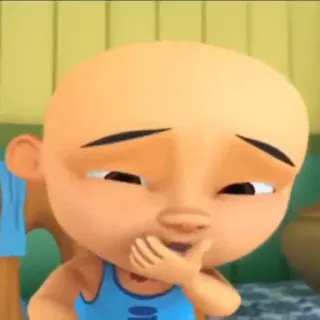 👩‍🦲 Upin Cartoon, animiert, Figur, Upin, Kind telegram sticker