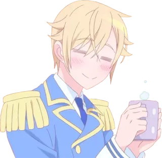☕️ Anime, Cartone animato, Maschio, Biondo, Abbigliamento formale, Bolla di sapone whatsapp sticker