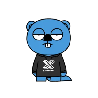 🙃 CONLUX cartoon, beaver, animal, blue, character, funny, hoodie telegram sticker