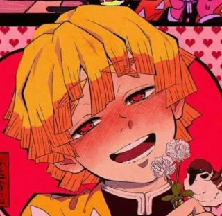 ➖ Zenitsu Agatsuma Demon Slayer anime, fanart, cute, hearts, zenitsu, demon slayer telegram sticker