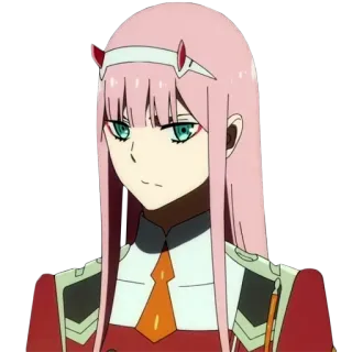 😕 Zero Two Darling in the Franxx Anime, Pinke Haare, Zero Two, Darling in the Franxx, Süß, Charakter, Aufkleber telegram sticker